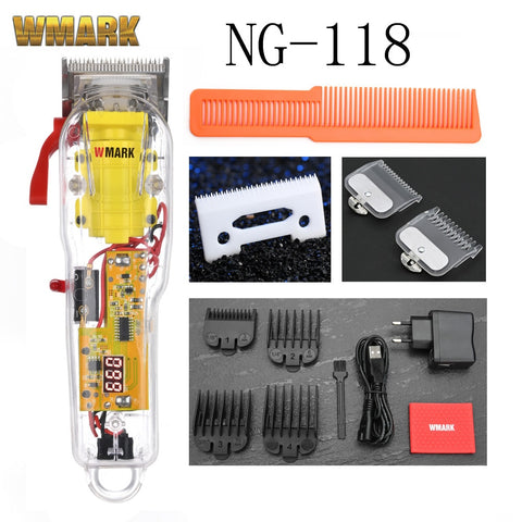 WMARK NG-108 NG-118 Transparent Style Rechargeable Hair clipper Professional Cord &amp; cordless NG-202 Hair Trimmer