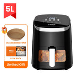 MIUI 4.5L/5L Air Fryer Without Oil Hot Air Electric Fryer with Viewable Window &amp; Touch Screen Home Square Deep Fryer Ocean Heart