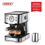 HiBREW Coffee Machine Cafetera 20 Bar Espresso inox Semi Automatic Expresso Cappuccino Hot Water Steam Temperature Display H5