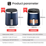 MIUI 4.5L/5L Air Fryer Without Oil Hot Air Electric Fryer with Viewable Window &amp; Touch Screen Home Square Deep Fryer Ocean Heart