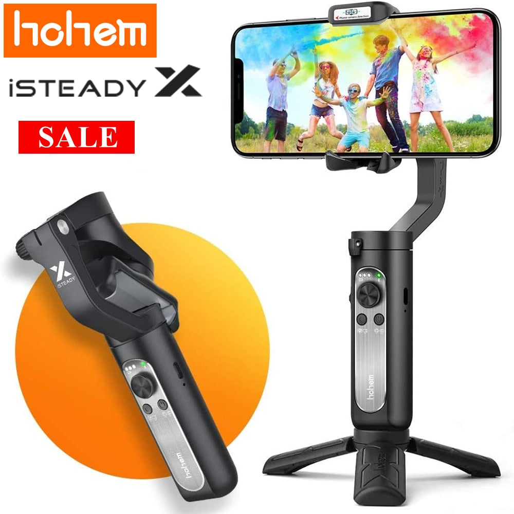 Hohem iSteady X iSteady X2,3-Axis Smartphone Gimbal Stabilizer with Foldable Gimbal for iPhone 13/12 PRO MAX/11, Samsung, Huawei