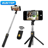 ELECTOP 3 in 1 Wireless Bluetooth Selfie Stick for iphone/Android Foldable Handheld Monopod Shutter Remote Extendable Tripod