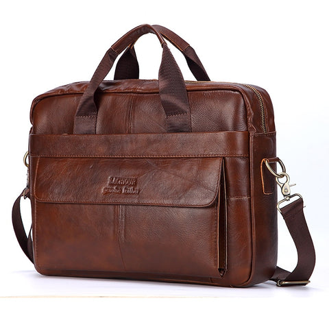 Men Genuine Leather Handbags Casual Leather Laptop Bags Male Business Travel Messenger Bags Men&#39;s Crossbody Shoulder Bag