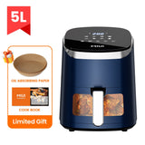 MIUI 4.5L/5L Air Fryer Without Oil Hot Air Electric Fryer with Viewable Window &amp; Touch Screen Home Square Deep Fryer Ocean Heart