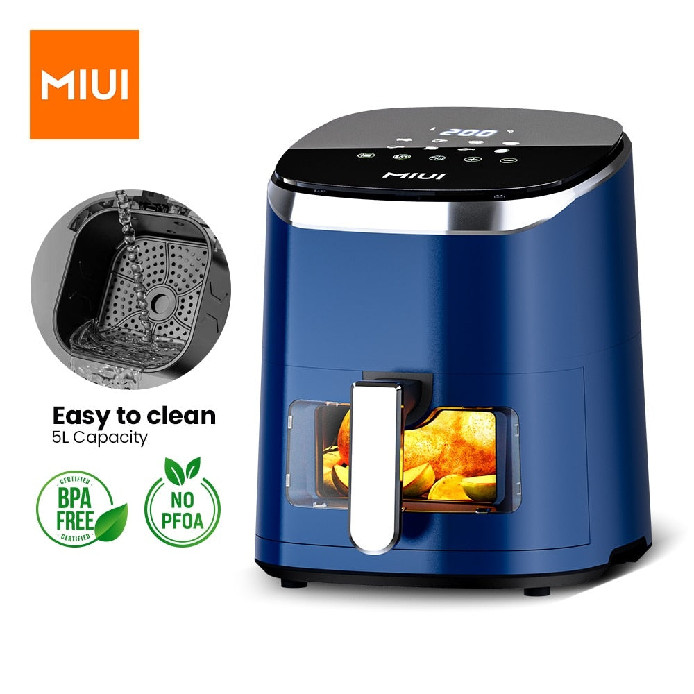MIUI 4.5L/5L Air Fryer Without Oil Hot Air Electric Fryer with Viewable Window &amp; Touch Screen Home Square Deep Fryer Ocean Heart