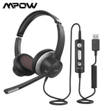 Mpow HC6 Office Headset with Mic BH328 3.5mm USB Computer Headset Noise Reduction Headphone for Call Center Skype PC Cellphone