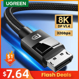 UGREEN Displayport Cable 8K DP1.4 4K144Hz Video Audio Cable for Xiaomi TV Box PC Laptop Monitor Video Game DP Cable Display Port