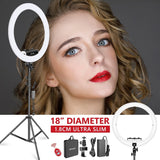 Neewer Ring Light Kit [Upgraded Version-1.3cm Ultra Slim]-18 inches 3200-5600K Dimmable LED Ring Light with Light Stand ,Holder